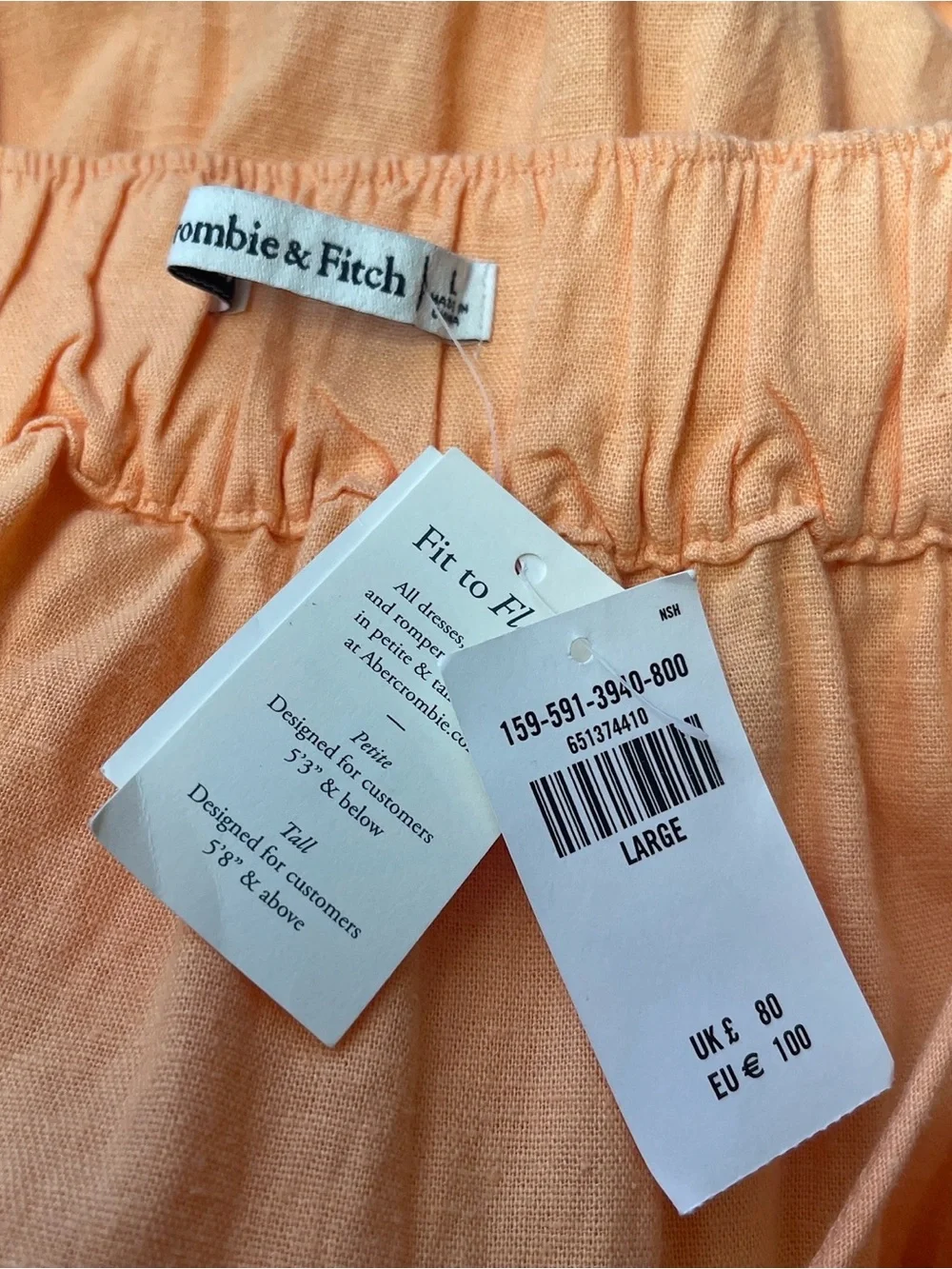 NWT ABERCROMBIE & FITCH Linen-Blend Cottage Asymmetrical Tiered Maxi Dress L